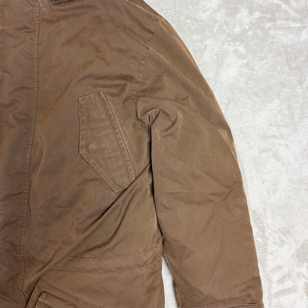Eddie Bauer Premium Goose Down Parka Coat Women L Brown Faux Fur Quilted Hood - Picture 7 of 13